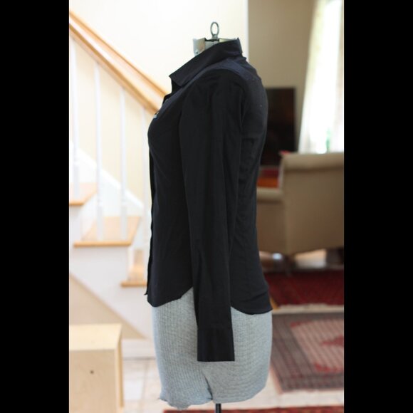 VIVIENNE WESTWOOD Solid Black & Embroidered Logo Long Sleeve Button Down Shirt - Picture 2 of 5